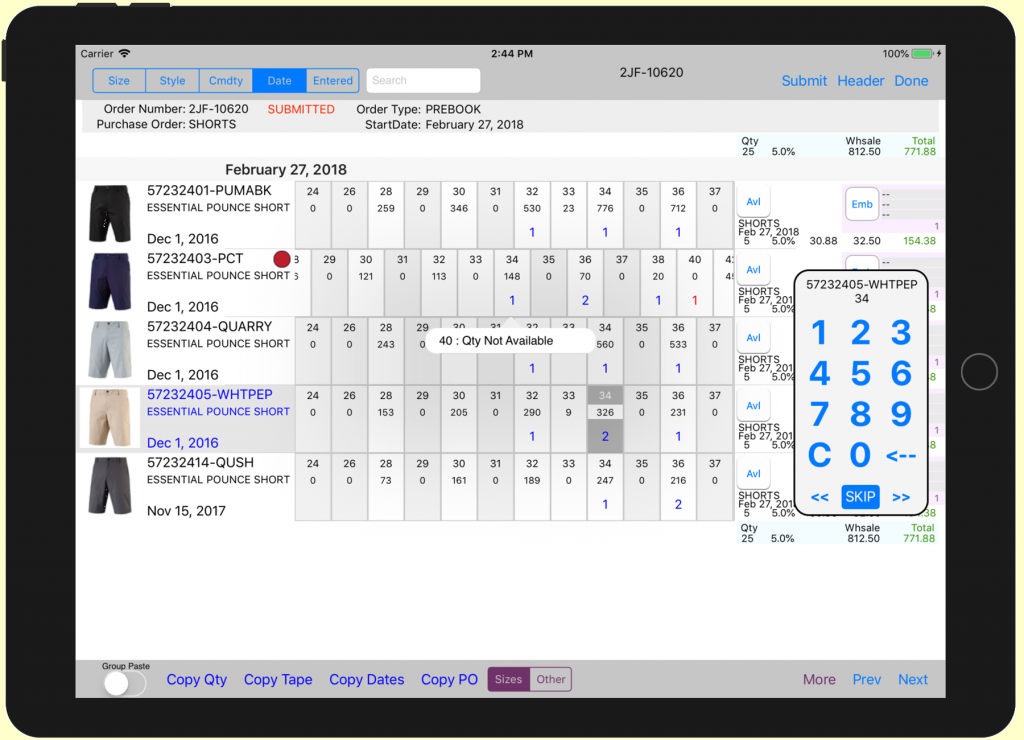 Size Run Interface